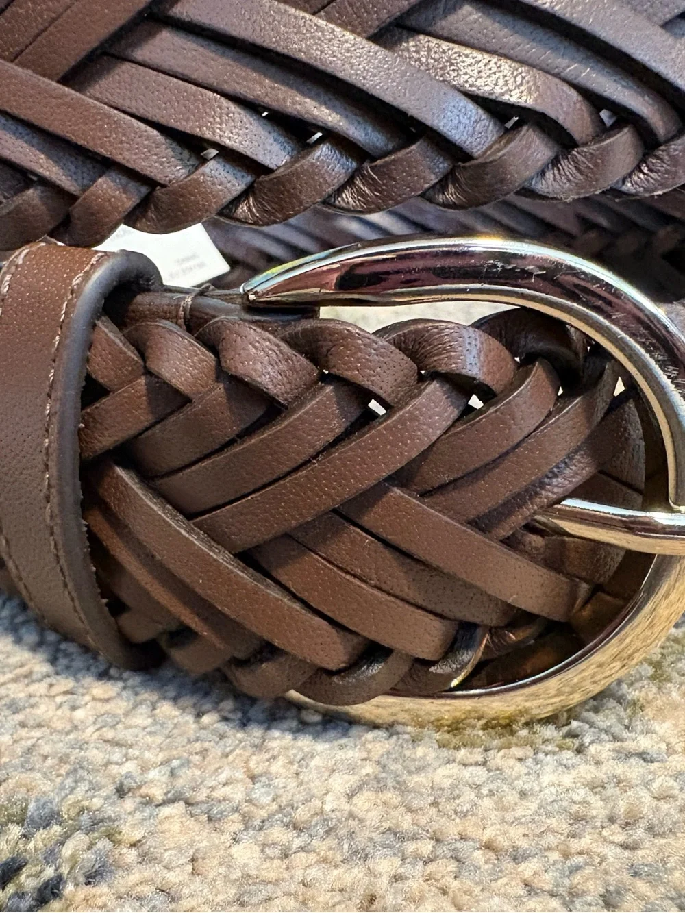 JCREW 100% Buffalo Leather Braided Belt 2024 Brown L/XL - Picture 6 of 8